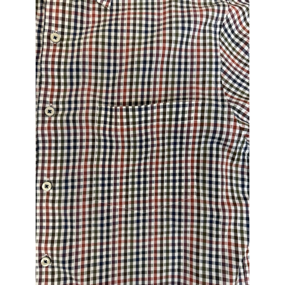 Johnston Murphy Shirt Mens Size Medium Blue Orange Plaid Button Up Tailored Fit - Picture 15 of 16